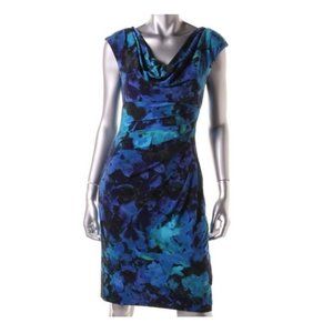 Ralph lauren Blue Cowl Neck Jersey Sheath Dress